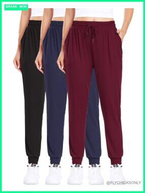 3 Pack Women Joggers Sweatpants with Pockets for Workout Lounge Yoga